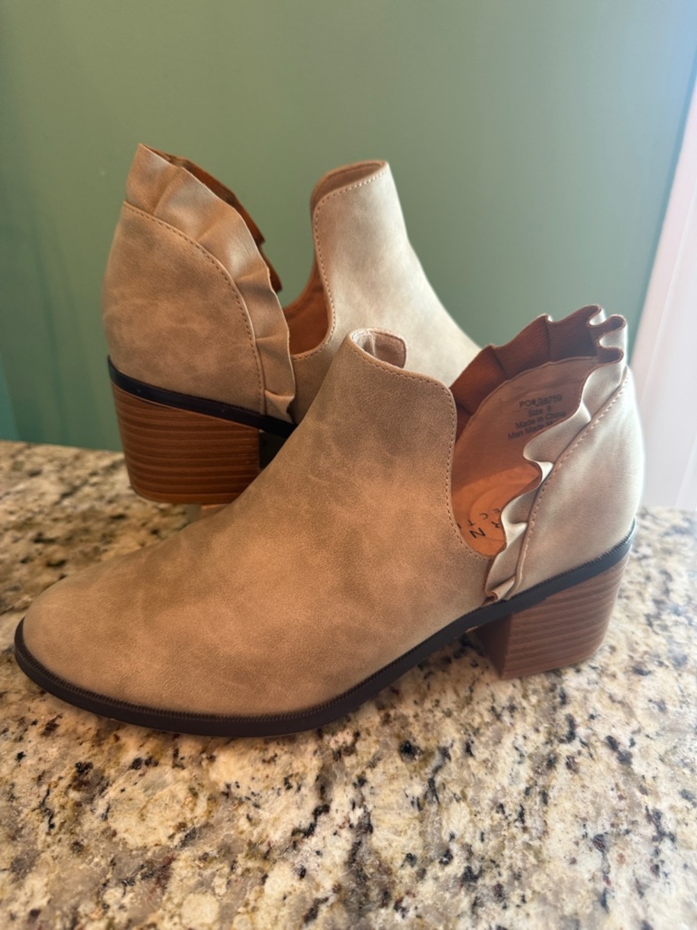 Journee Collection Comfort Lennie ankle Booties in Stone color